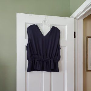 Women's Ann Taylor V-Neck Navy Sleeveless Blouse, Size M